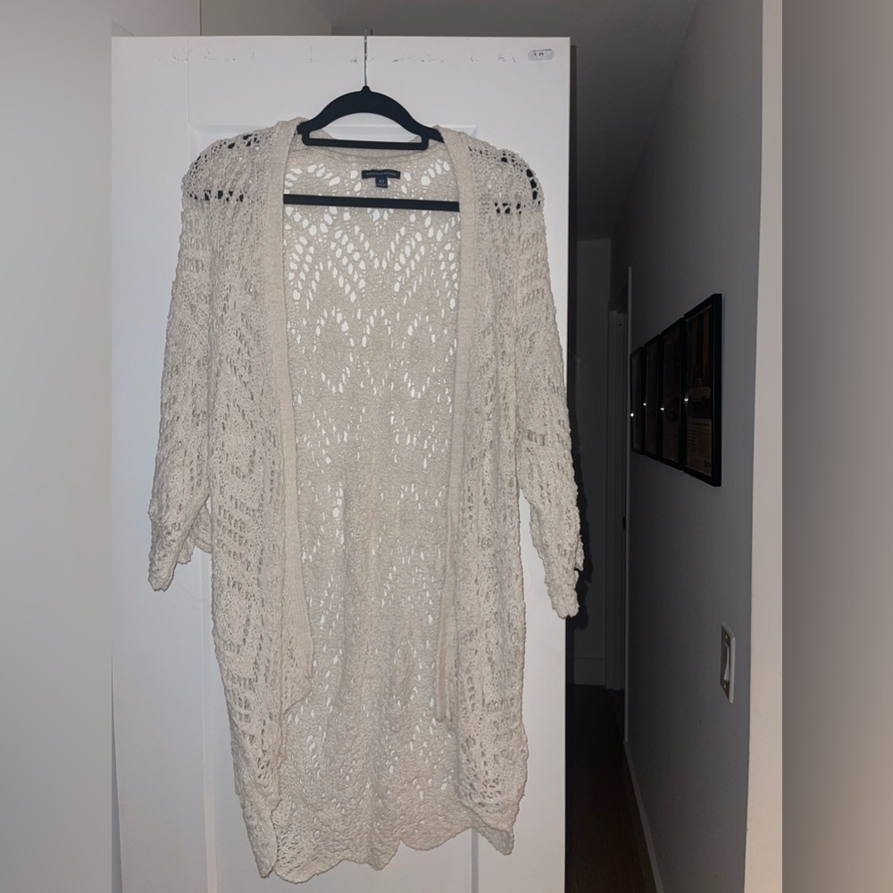 Long Cream American Eagle Cardigan